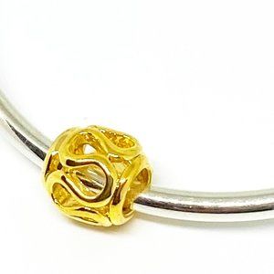 FREE S/H  Gold Plate Filligree Curvy Design Bracelet Charm